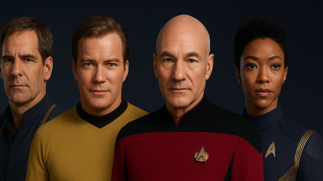 Star Trek captains Archer, Kirk, Picard, Burnham